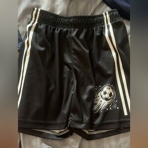 Black and White Athletic Soccer Shorts with Elastic Waistband